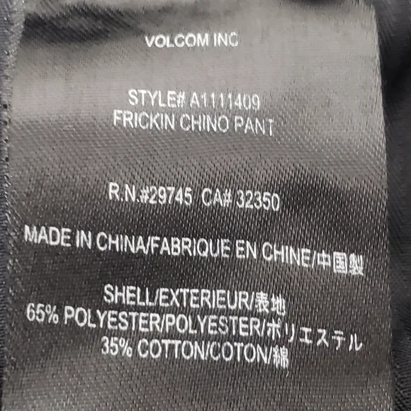 Volcom Men's Sz 30 Frickin Chino Pants Khaki - Picture 11 of 15